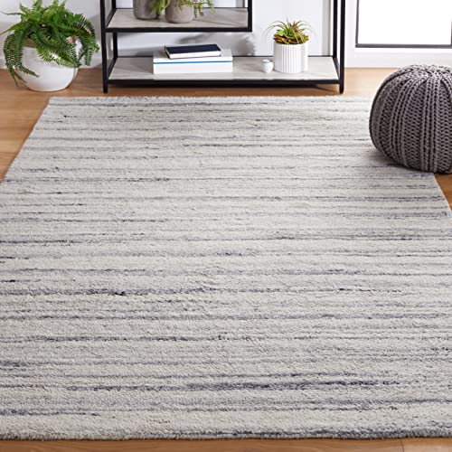 Safavieh Casablanca Collection Area Rug - 6' x 9', Grey & Ivory, Handmade Stripe Wool 0.8-inch Thick, Ideal for High Traffic Areas in Living Room, Bedroom (CSB792H)