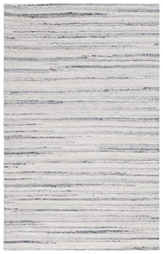 Safavieh Casablanca Collection Area Rug - 6' x 9', Grey & Ivory, Handmade Stripe Wool 0.8-inch Thick, Ideal for High Traffic Areas in Living Room, Bedroom (CSB792H)