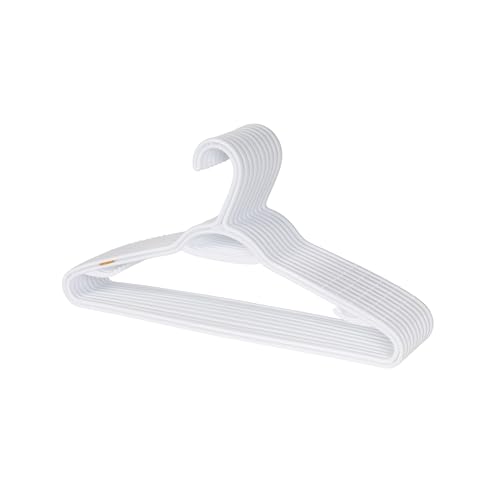 Set of 10 Slim Clothes Hanger by Neatfreak! - Space Saving Hangers For Clothes, Pants, Lingerie and Accessories - Robust White Plastic Hangers With Hooks and Pants Bar - 10 Pack