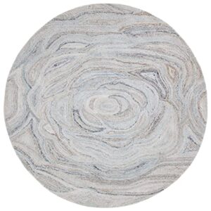 safavieh abstract collection area rug - 6' round, beige & blue, handmade wool, ideal for high traffic areas in living room, bedroom (abt148m)
