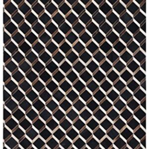 Safavieh Studio Leather Collection Area Rug - 5' x 8', Black & Brown, Handmade Modern Leather & Wool, Ideal for High Traffic Areas in Living Room, Bedroom (STL901Z)