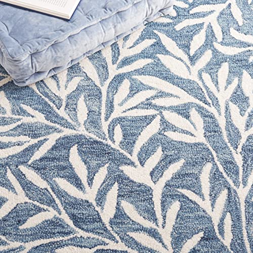 SAFAVIEH Jardin Collection Accent Rug - 3' x 5', Blue & Ivory, Handmade Wool, Ideal for High Traffic Areas in Entryway, Living Room, Bedroom (JAR753M)
