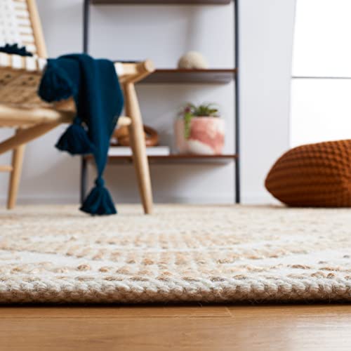 Safavieh Natural Fiber Collection Accent Rug - 3' x 5', Ivory & Natural, Handmade Rustic Farmhouse Boho Jute & Wool, Ideal for High Traffic Areas in Entryway, Living Room, Bedroom (NF512A)