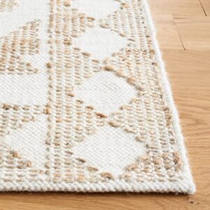 Safavieh Natural Fiber Collection Accent Rug - 3' x 5', Ivory & Natural, Handmade Rustic Farmhouse Boho Jute & Wool, Ideal for High Traffic Areas in Entryway, Living Room, Bedroom (NF512A)