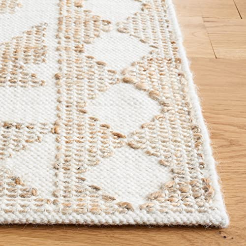 Safavieh Natural Fiber Collection Accent Rug - 3' x 5', Ivory & Natural, Handmade Rustic Farmhouse Boho Jute & Wool, Ideal for High Traffic Areas in Entryway, Living Room, Bedroom (NF512A)