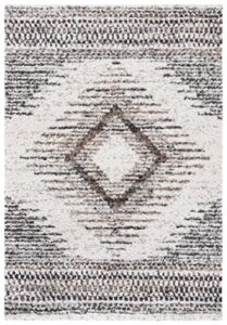 safavieh jericho shag collection area rug - 5'3" x 7'6", black & rust, moroccan boho design, non-shedding & easy care, 1.2-inch thick ideal for high traffic areas in living room, bedroom (jer110z)