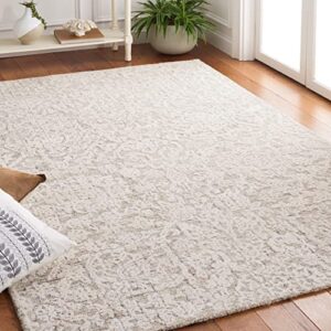 safavieh metro collection area rug - 8' x 10', beige & ivory, handmade floral wool, ideal for high traffic areas in living room, bedroom (met879b)