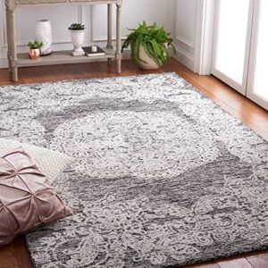 safavieh precious collection accent rug - 3' x 5', black & ivory, handmade wool & bamboo silk, ideal for high traffic areas in entryway, living room, bedroom (pre303z)