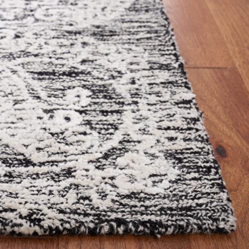 Safavieh Precious Collection Accent Rug - 3' x 5', Black & Ivory, Handmade Wool & Bamboo Silk, Ideal for High Traffic Areas in Entryway, Living Room, Bedroom (PRE303Z)