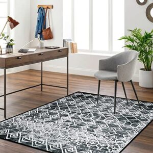 Leesentec Rugs Modern Non-Slip Soft Area Rugs for Living Room/Bedroom/Dining Room Carpet Floor Mat Home Decorative (Black/Grey, 2'7"×3'11")