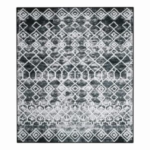 Leesentec Rugs Modern Non-Slip Soft Area Rugs for Living Room/Bedroom/Dining Room Carpet Floor Mat Home Decorative (Black/Grey, 2'7"×3'11")