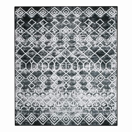 Leesentec Rugs Modern Non-Slip Soft Area Rugs for Living Room/Bedroom/Dining Room Carpet Floor Mat Home Decorative (Black/Grey, 2'7"×3'11")