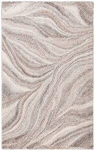 safavieh metro collection accent rug - 2' x 3', ivory & brown, handmade modern abstract wool, ideal for high traffic areas in entryway, living room, bedroom (met505t)