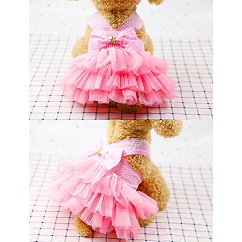 Girl Puppy Clothes Small Dog Pet Mesh Dresses Dog Skirt Stripe Bubble Lace Puppy Striped Fashion Princess Dress Pet Clothes Outfits for Dogs Boy