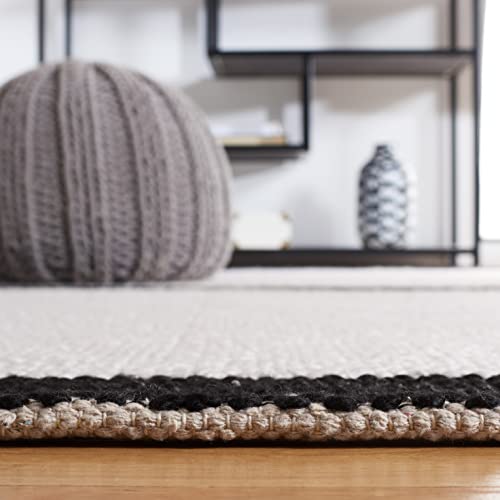 Safavieh Natura Collection Accent Rug - 4' x 6', Ivory & Black, Handmade Flat Weave Modern Stripe Wool, Ideal for High Traffic Areas in Entryway, Living Room, Bedroom (NAT324A)