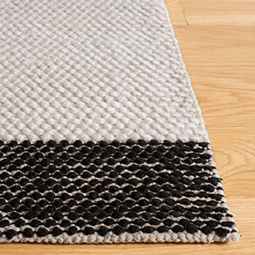 Safavieh Natura Collection Accent Rug - 4' x 6', Ivory & Black, Handmade Flat Weave Modern Stripe Wool, Ideal for High Traffic Areas in Entryway, Living Room, Bedroom (NAT324A)
