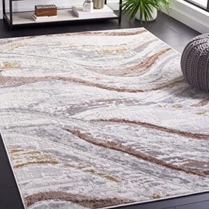 safavieh palma collection area rug - 6'7" square, beige & brown, modern abstract design, non-shedding & easy care, ideal for high traffic areas in living room, bedroom (pam334b)