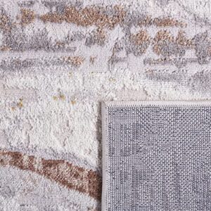 Safavieh Palma Collection Area Rug - 6'7" Square, Beige & Brown, Modern Abstract Design, Non-Shedding & Easy Care, Ideal for High Traffic Areas in Living Room, Bedroom (PAM334B)