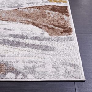Safavieh Palma Collection Area Rug - 6'7" Square, Beige & Brown, Modern Abstract Design, Non-Shedding & Easy Care, Ideal for High Traffic Areas in Living Room, Bedroom (PAM334B)