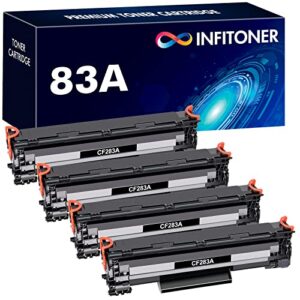 83a cf283a toner cartridge 4-pack compatible replacement for hp 83a cf283a 83x cf283x toner cartridge for hp laserjet pro mfp m125nw m201dw m225dw m255dn m201n m125a m127fw m127fn printer toner black