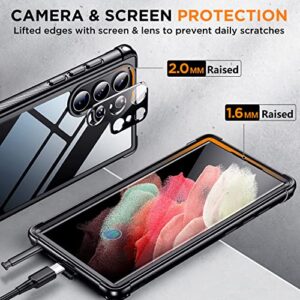 Temdan Case for Samsung Galaxy S23 Ultra 5G, [Built-in Screen Protector]+[2Pcs Lens Protector][Touch Sensitive][Anti-Scratch][Military Grade Shockproof] Full Body Protection, Black