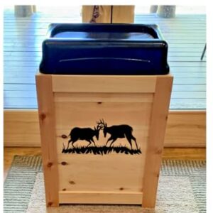 New Bucks Deer Wood Kitchen Trash Can Bin 30 Gal Cabin Western Decor Antlers New Commerical Grade Heavy Duty Lid