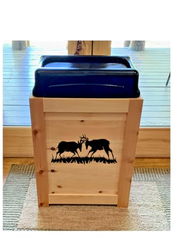 New Bucks Deer Wood Kitchen Trash Can Bin 30 Gal Cabin Western Decor Antlers New Commerical Grade Heavy Duty Lid