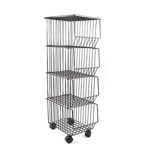 Cbhfmljd 4-Tier Wire Shelving Rack Shelf Household Kitchen Storage Metal Shelf Organizer, Non-Slip Pads and Removable Sliding, Waterproof and Ventilated for Pantry Closet Kitchen Laundry