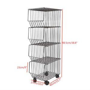 Cbhfmljd 4-Tier Wire Shelving Rack Shelf Household Kitchen Storage Metal Shelf Organizer, Non-Slip Pads and Removable Sliding, Waterproof and Ventilated for Pantry Closet Kitchen Laundry