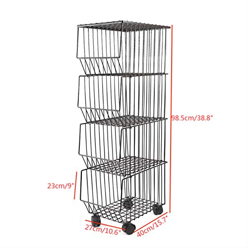 Cbhfmljd 4-Tier Wire Shelving Rack Shelf Household Kitchen Storage Metal Shelf Organizer, Non-Slip Pads and Removable Sliding, Waterproof and Ventilated for Pantry Closet Kitchen Laundry
