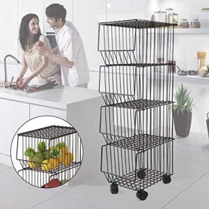 Cbhfmljd 4-Tier Wire Shelving Rack Shelf Household Kitchen Storage Metal Shelf Organizer, Non-Slip Pads and Removable Sliding, Waterproof and Ventilated for Pantry Closet Kitchen Laundry