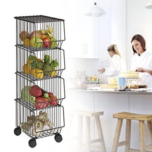 Cbhfmljd 4-Tier Wire Shelving Rack Shelf Household Kitchen Storage Metal Shelf Organizer, Non-Slip Pads and Removable Sliding, Waterproof and Ventilated for Pantry Closet Kitchen Laundry