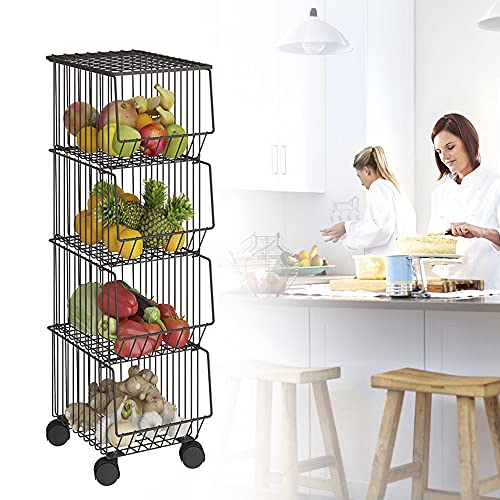 Cbhfmljd 4-Tier Wire Shelving Rack Shelf Household Kitchen Storage Metal Shelf Organizer, Non-Slip Pads and Removable Sliding, Waterproof and Ventilated for Pantry Closet Kitchen Laundry