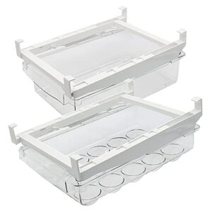 2 pack fridge drawer organizer, pull-outrefrigerator vegetable drawer box & egg drawer for refrigerator, reusable fruit storage containers for fridge, multifunctional food fridge organizer