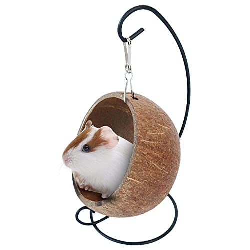 DIEWU Coconut Hanging Birdhouse Cage for Hamster Bird Parrot Parakeet Lovebird Finch Canary Pets Nest(Mat)