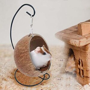 DIEWU Coconut Hanging Birdhouse Cage for Hamster Bird Parrot Parakeet Lovebird Finch Canary Pets Nest(Mat)