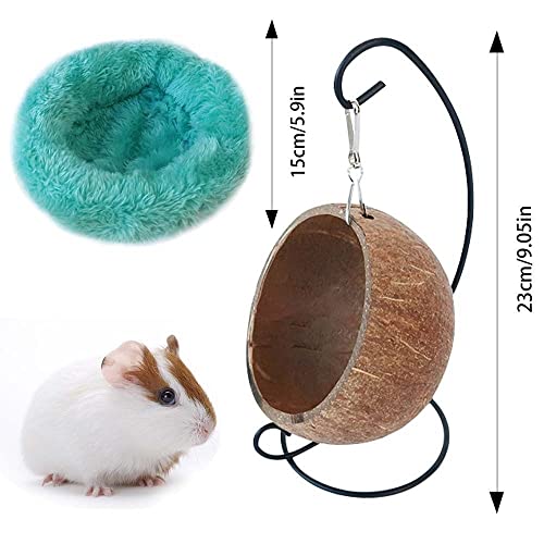 DIEWU Coconut Hanging Birdhouse Cage for Hamster Bird Parrot Parakeet Lovebird Finch Canary Pets Nest(Mat)