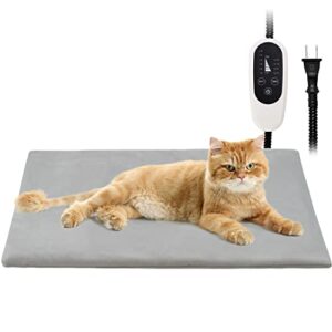 kokopro pet heating pad - dog cat heating pad with waterproof, indoor pet heating pads for cats dogs with chew resistant cord, electric pads for dogs cats, pet heated mat 6 temperature &4 timers set