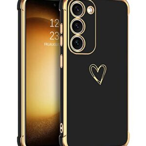 BENTOBEN Samsung Galaxy S23 Case, Cute Heart Pattern Slim S23 Case, Soft Flexible Shockproof TPU Bumper Women Girl Non-Slip Lightweight Phone Cover Charging Case for Samsung S23 6.1" 2023, Black