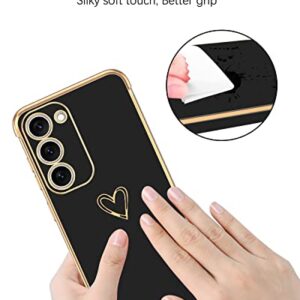 BENTOBEN Samsung Galaxy S23 Case, Cute Heart Pattern Slim S23 Case, Soft Flexible Shockproof TPU Bumper Women Girl Non-Slip Lightweight Phone Cover Charging Case for Samsung S23 6.1" 2023, Black