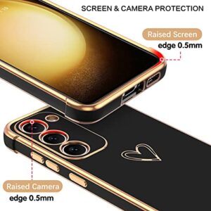 BENTOBEN Samsung Galaxy S23 Case, Cute Heart Pattern Slim S23 Case, Soft Flexible Shockproof TPU Bumper Women Girl Non-Slip Lightweight Phone Cover Charging Case for Samsung S23 6.1" 2023, Black