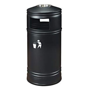 kizqyn trash cans outdoor long cylindrical trash can large capacity metal belt ashtray garbage can simple commercial waste bin with lid, 13.2 gallons outdoor waste bins (color : gray)