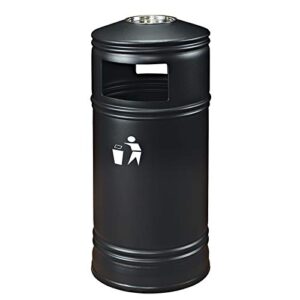 KIZQYN Trash Cans Outdoor Long Cylindrical Trash Can Large Capacity Metal Belt Ashtray Garbage Can Simple Commercial Waste Bin with Lid, 13.2 Gallons Outdoor Waste Bins (Color : Gray)