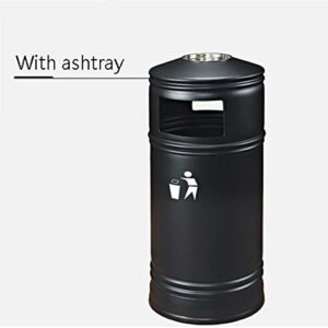 KIZQYN Trash Cans Outdoor Long Cylindrical Trash Can Large Capacity Metal Belt Ashtray Garbage Can Simple Commercial Waste Bin with Lid, 13.2 Gallons Outdoor Waste Bins (Color : Gray)