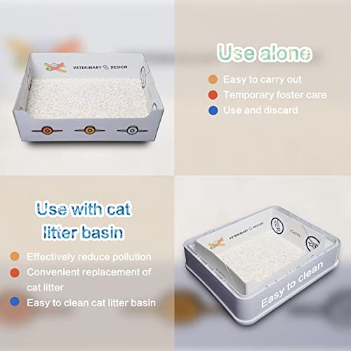 4 Pack Disposable Litter Boxes for Cats Double Layer Waterproof Travel Litter Box Trays for Kitty,One Used for 7 Days, 14.8x11.6x4.7 inch