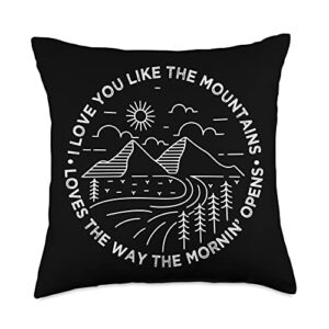 design by rock music merch i love you like the mountains and moons tshirt music country throw pillow, 18x18, multicolor