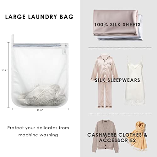 PROMEED Reusable Mesh Laundry Bag for Delicates, Large Size Wash Bag for Mulberry Silk Pillowcase Fitted Sheet Flat Sheet,1Pc Washing Machine Wash Bags for Shirt,Blouse,Underwear,Baby Clothes(20"x24")