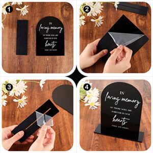 4pcs Acrylic Wedding Signs for Ceremony and Reception, 5x7 Inch Wedding Gift Table Sign, Guest Book Sign, Cards and Gifts Sign, In loving Memory Sign, Favors Please Take One, Wedding Entrance Signs with Holder (Modern Black Acrylic)