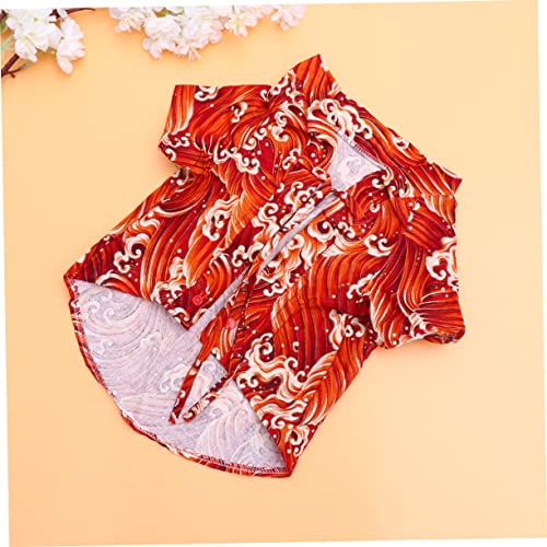 Vest Custume Top Printed Spring Beach Puppy Shirt Pet Clothes Jackets XL Style Coat for Japanese Dog Floral Dogs Creative Cats Summer Size Party Outfits Sleeve Kitten Red Short