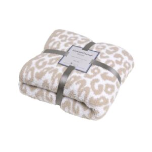 leopard knitted throw blanket super soft cozy warm microfiber leopard print blanket 60"x80"lightweight fluffy reversible beige cheetah print blanket for couch sofa bed travel